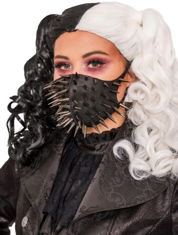 Kostümzubehör Maske Steampunk schwarz mit Nieten grau