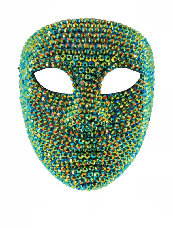 Kostümzubehör Maske Strass türkis