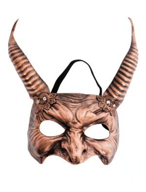 Kostümzubehör Maske Teufel mit Hörnern kupfer