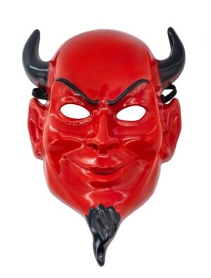 Kostümzubehör Maske Teufel rot mit Hörner und Bart