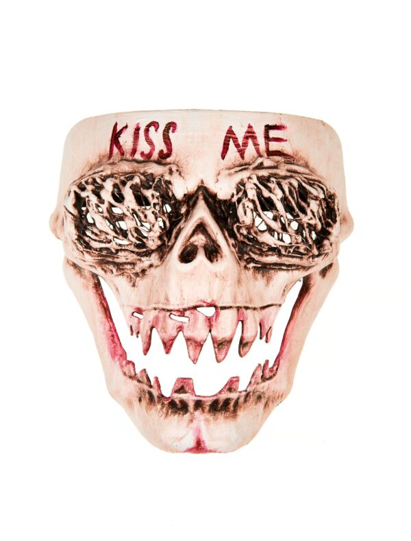 Kostümzubehör Maske Totenkopf Kiss Me cremeweiß