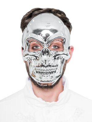 Kostümzubehör Maske Totenkopf silber