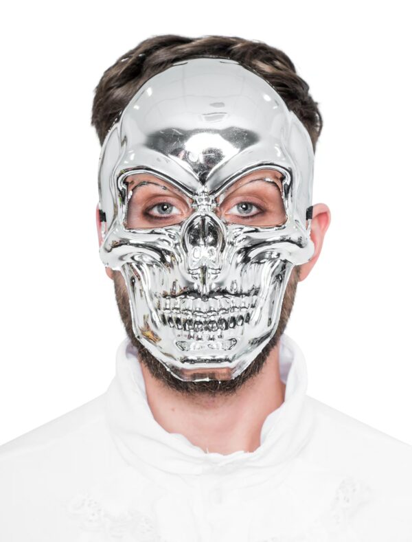 Kostümzubehör Maske Totenkopf silber