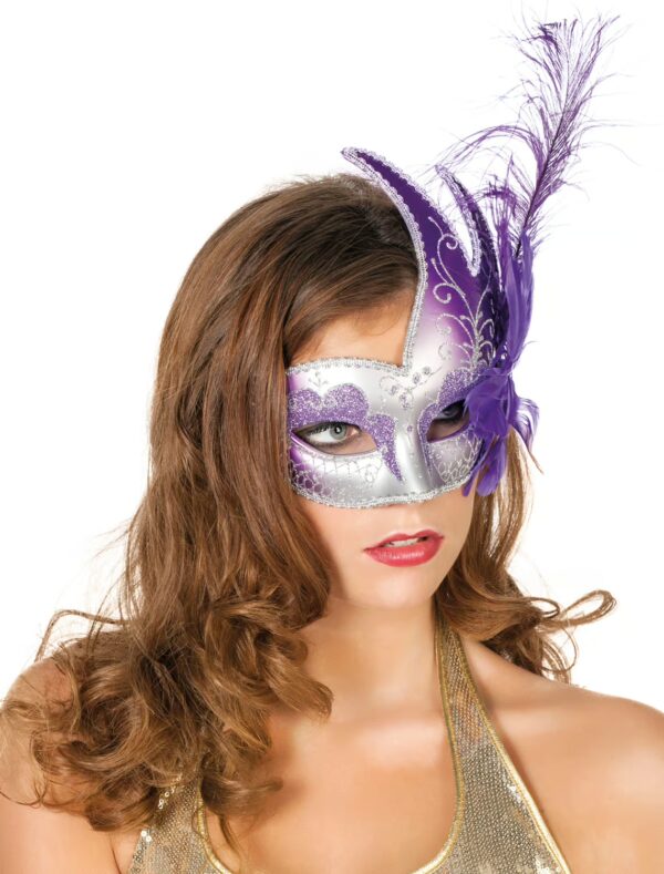 Kostümzubehör Maske Venedig de luxe lila/silber