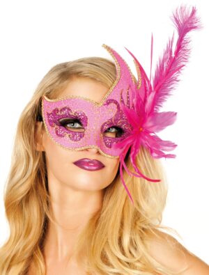 Kostümzubehör Maske Venedig de luxe neonpink
