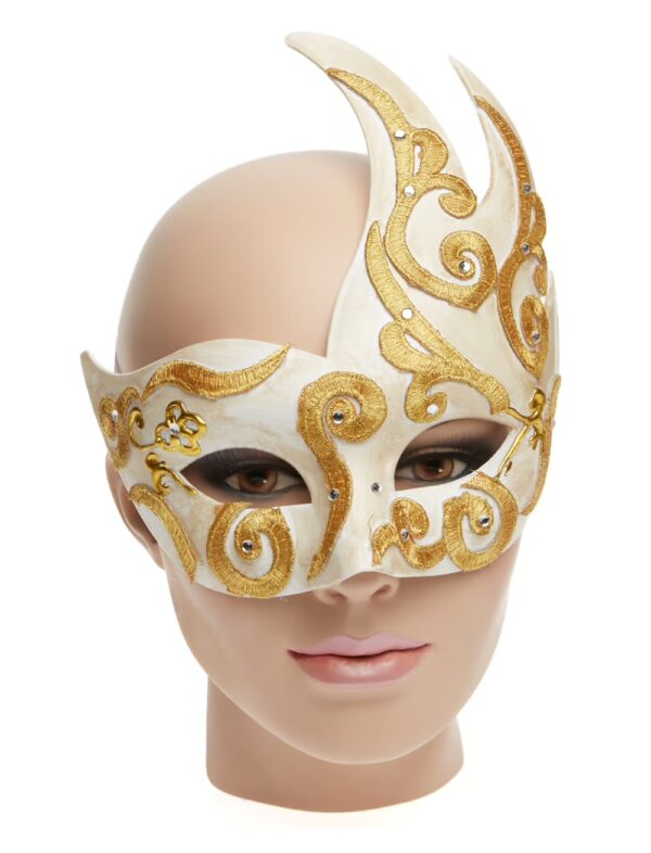 Kostümzubehör Maske Venezia mit Verzierung gold