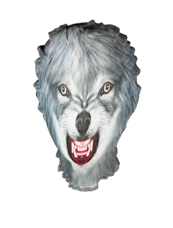 Kostümzubehör Maske Wolf bedruckt Farbe: weiß/braun