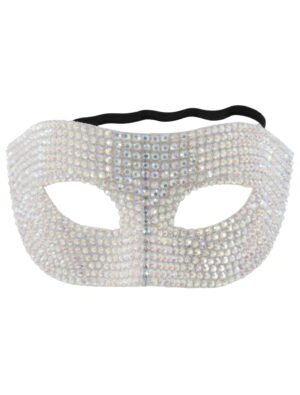 Kostümzubehör Maske aus Strass weiß/silber