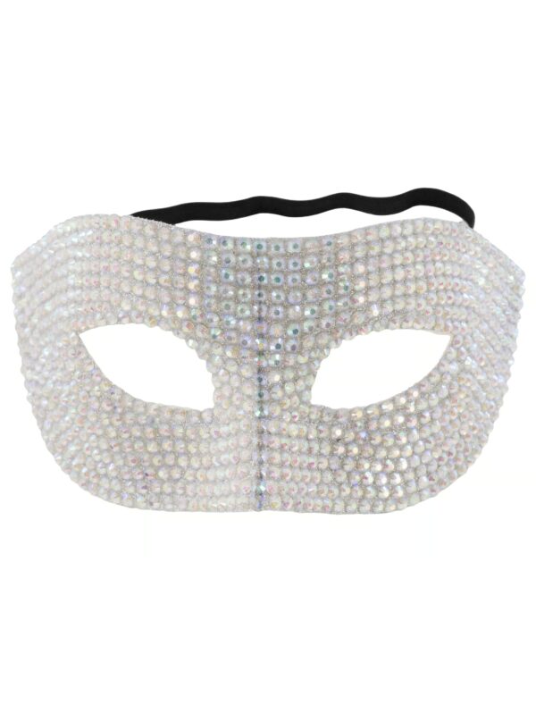 Kostümzubehör Maske aus Strass weiß/silber