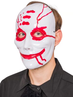 Kostümzubehör Maske blutiger Clown weiß/rot