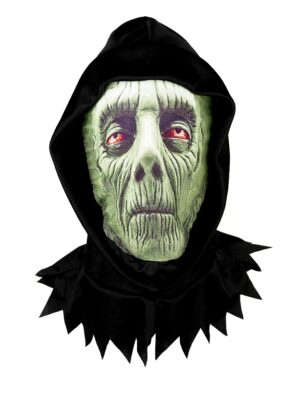 Kostümzubehör Maske grünes Gesicht mit Kapuze