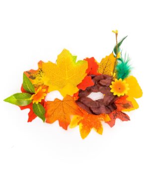 Kostümzubehör Maske mit Blättern orange