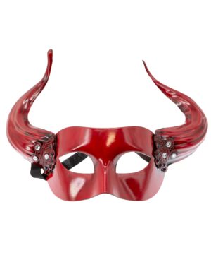 Kostümzubehör Maske mit Hörnern rot