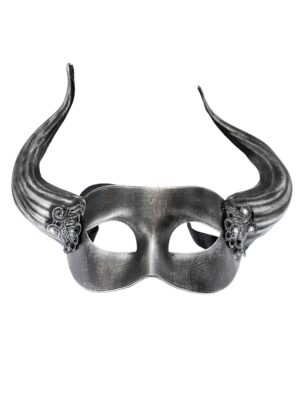 Kostümzubehör Maske mit Hörnern silber
