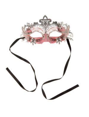 Kostümzubehör Maske mit Kristallen pink/silber