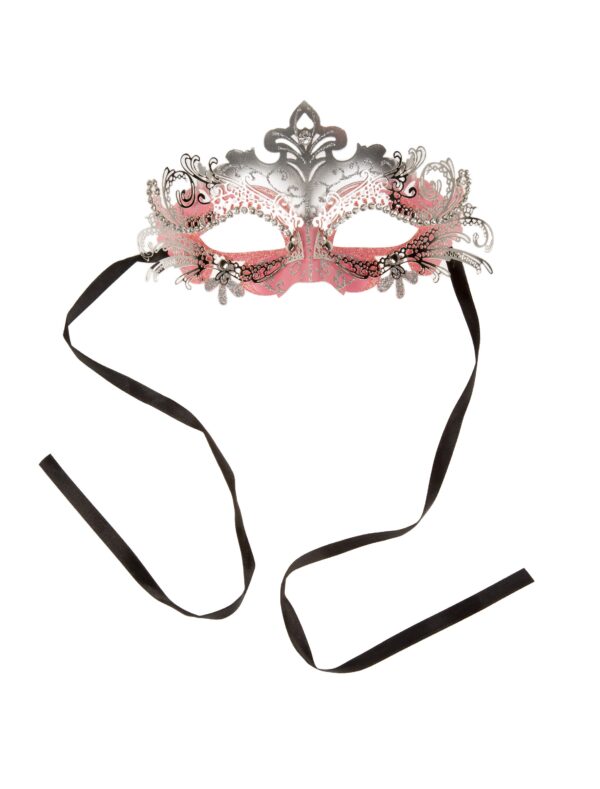 Kostümzubehör Maske mit Kristallen pink/silber