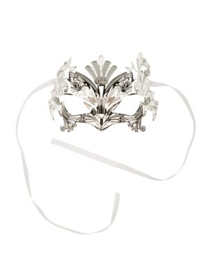 Kostümzubehör Maske mit Kristallen silber