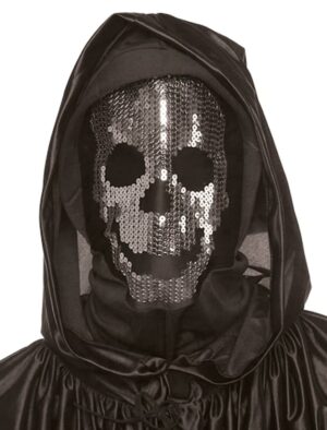 Kostümzubehör Maske mit Pailletten Totenkopf Farbe: schwarz