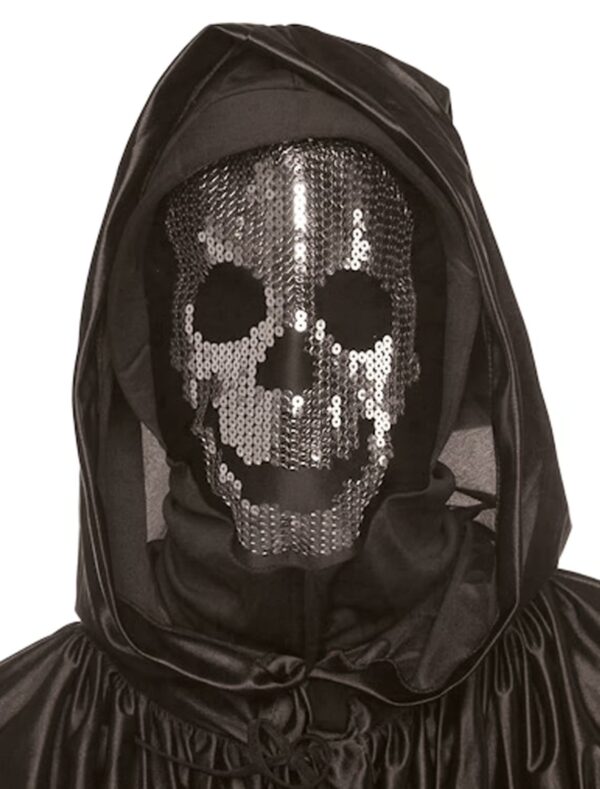 Kostümzubehör Maske mit Pailletten Totenkopf Farbe: schwarz