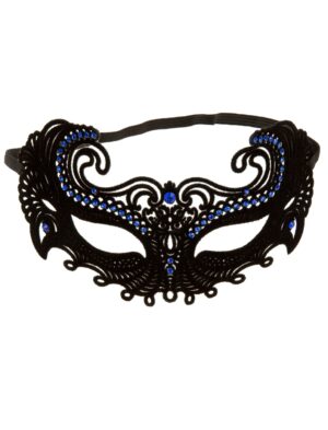 Kostümzubehör Maske mit lila Kristallen schwarz