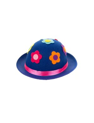 Kostümzubehör Melone mit Blumen blau