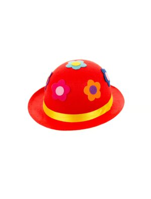 Kostümzubehör Melone mit Blumen rot