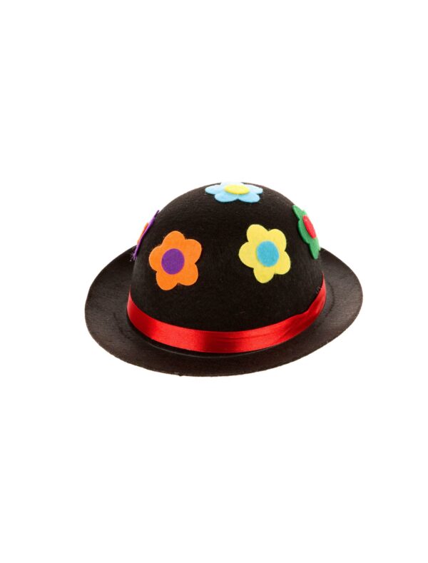 Kostümzubehör Melone mit Blumen schwarz