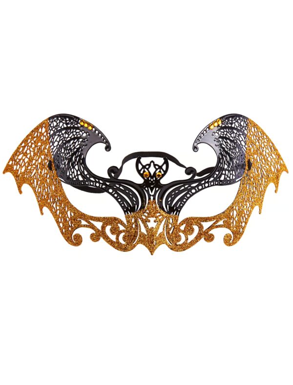 Kostümzubehör Metallmaske Anne mit Strass fein schwarz/gold