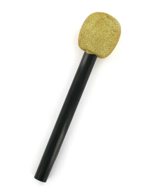 Kostümzubehör Mikrofon glitzer gold