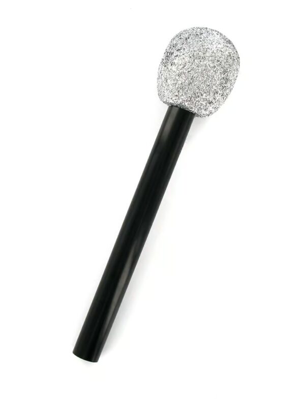 Kostümzubehör Mikrofon glitzer silber