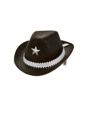 Kostümzubehör Mini Cowboyhut mit Haarclip schwarz one size