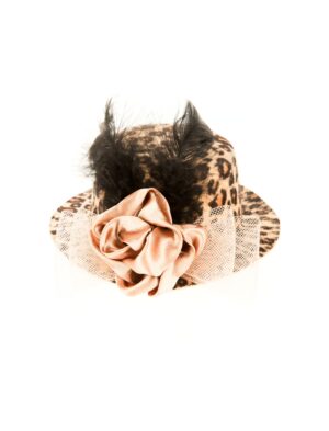 Kostümzubehör Mini Hut Leopard mit Rose & Feder Farbe: braun