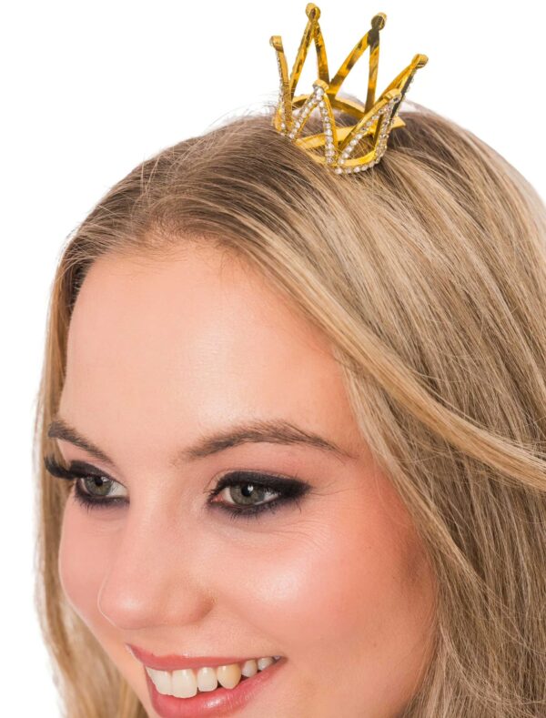 Kostümzubehör Mini Krone mit Kristall Damen gold/silber