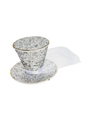 Kostümzubehör Mini Zylinder mit Tüll glitzernd silber