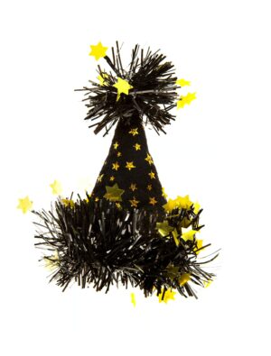 Kostümzubehör Minihut Happy New Year mit Clip gold one size