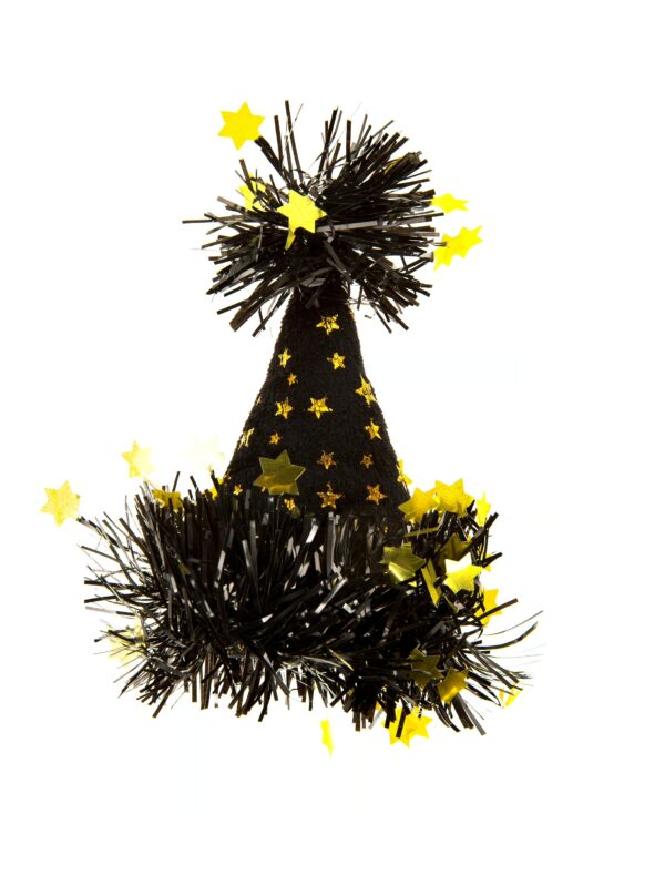Kostümzubehör Minihut Happy New Year mit Clip gold one size