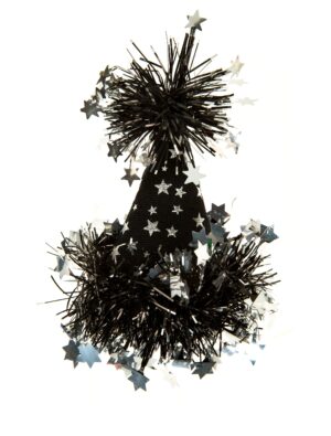 Kostümzubehör Minihut Happy New Year mit Clip silber one size