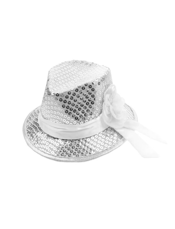 Kostümzubehör Minihut Pailletten silber