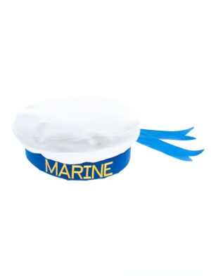 Kostümzubehör Mütze Marine mit Bändern Farbe: weiß