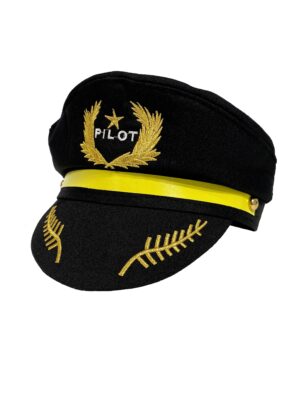 Kostümzubehör Mütze Pilot schwarz/gold 59