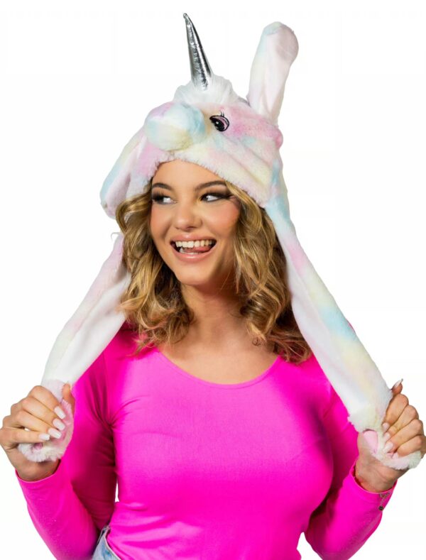 Kostümzubehör Mütze Plüsch Einhorn mit beweglichen Ohren rosa