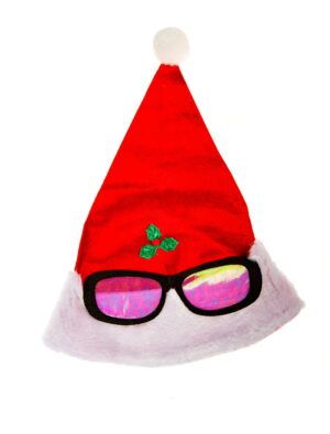 Kostümzubehör Mütze Weihnachtsmann mit Brille Farbe: rot