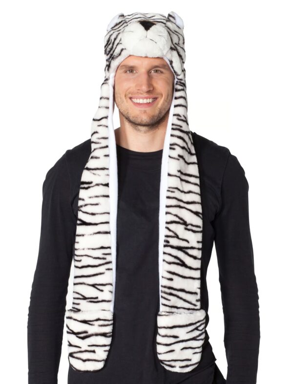 Kostümzubehör Mütze weißer Tiger Plüsch