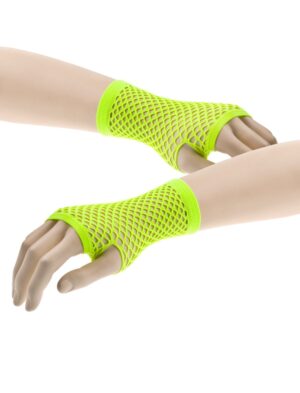 Kostümzubehör Netzhandschuhe fingerlos kurz neongrün