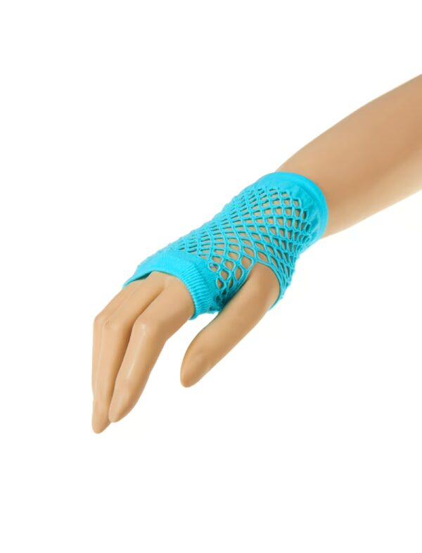 Kostümzubehör Netzhandschuhe fingerlos kurz türkis