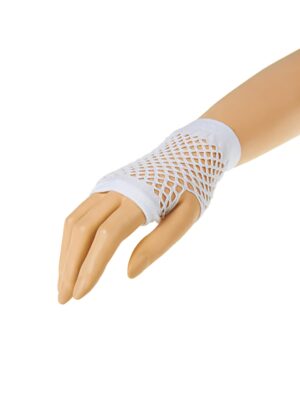 Kostümzubehör Netzhandschuhe fingerlos kurz weiß