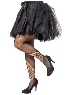 Kostümzubehör Netzstrumpfhose Spinnennetz Damen schwarz L/XL