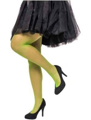 Kostümzubehör Netzstrumpfhose fein Damen neongrün L/XL