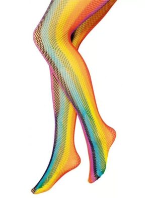 Kostümzubehör Netzstrumpfhose fein rainbow S/M