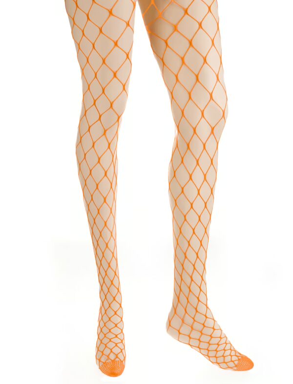 Kostümzubehör Netzstrumpfhose grob orange L/XL